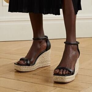 Stuart Weitzman Nudist Espadrille Wedge Sandal Black Size 8.5